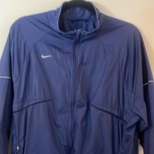 Nike Navy Blue Unisex Rain Jacket with Gray Swoosh